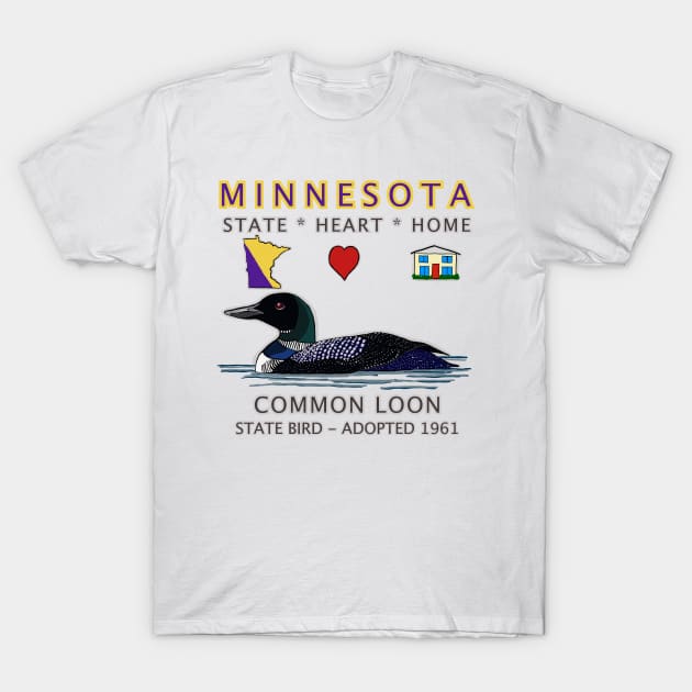 Minnesota - Common Loon - State, Heart, Home - state symbols T-Shirt by cfmacomber